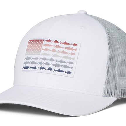 Columbia Unisex's PFG Mesh Snap Back Cap, White/Cool Grey/Fish Flag, One Size