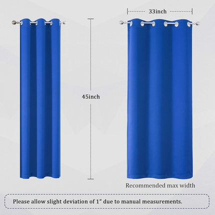 DUALIFE Royal Blue Blackout Curtain Panels/Curtains 114 cm Length for Boys Bedroom, 2 Panels, Thermal Insulated, Solid Curtains with Eyelet for Living Room, 96 cm W x 114 cm L