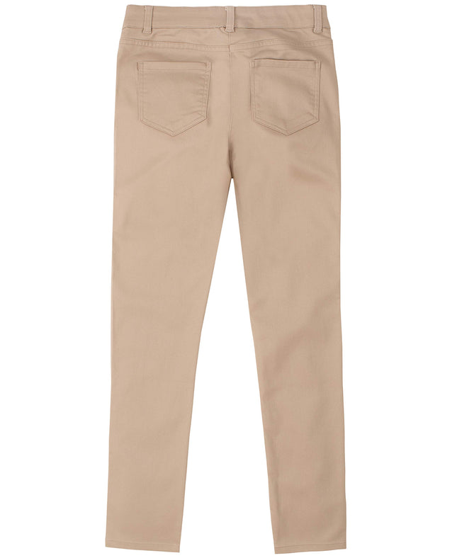 Nautica Girls' School Uniform Twill Skinny Pants, Comfortable Stretch Material, Wrinkle & Fade Resistant, Khaki Sateen, 10