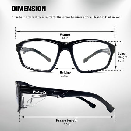 ProtectX Safety Reading Glasses 2.5 Diopter, Safety Glasses with Readers 2.5, Reader Safety Glasses, ANSI Z87.1 Rated with UV Protection - 2 Pack