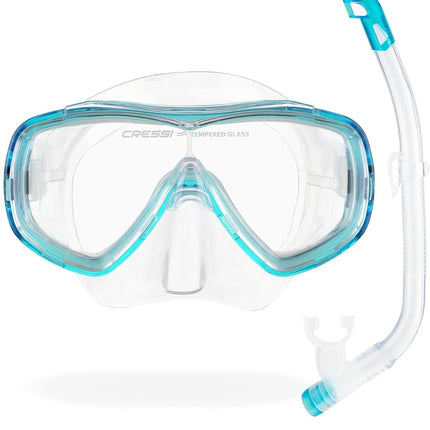 CRESSI Ondina Jr + Top Combo - Combo Set Diving Mask Ondina and Snorkel Top, Clear/Aquamarine, 7/13 years, Kid Unisex