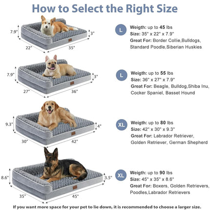 BFPETHOME Orthopedic Washable Dog Bed, Sleeping Couch for Large Senior Dogs