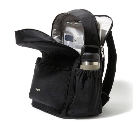 Baggallini On The Go Laptop Travel Backpack Lightweight Water-Resistant Work Bag w/RFID, Padded Interior & Luggage Sleeve, Black Neoprene, One Size, On the Go Laptop Travel Backpack Lightweight