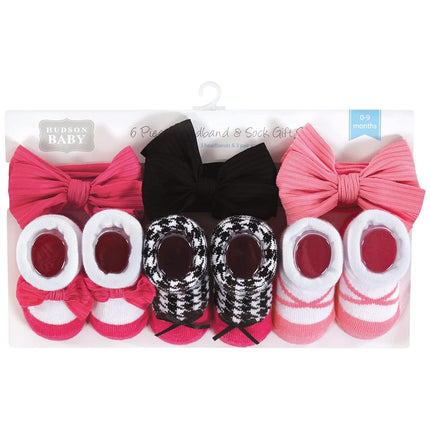 Ensemble Cadeau Bandeau et Chaussettes Bébé Fille Hudson, Rose Noir, Taille Unique