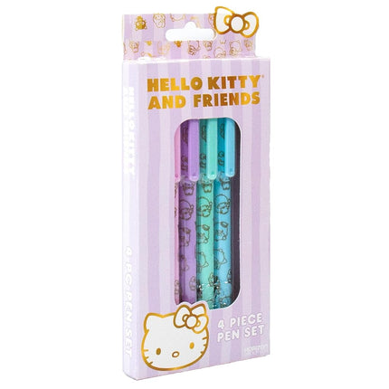 Hello Kitty & Friends 4-Piece Pen Set, My Melody, Kuromi, School and Office Supplies, Stationery