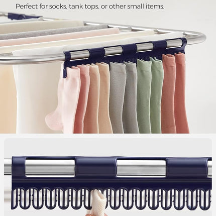 SONGMICS Clothes Drying Rack, Foldable 2-Level Laundry Drying Rack