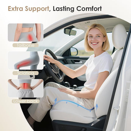 FLORICH Car Seat Cushion for Driving, Memory Foam Seat Cushion for Car Office Chair, Ergonomic Office Seat Chair Cushion for Sciatica Pain Relief, Larger Car Seat Cushion for Trunk - Grey