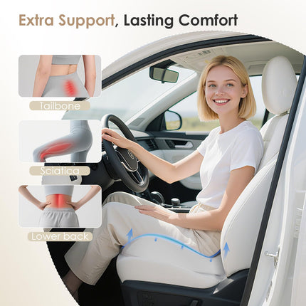 FLORICH Car Seat Cushion for Driving, Memory Foam Seat Cushion for Car Office Chair, Ergonomic Office Seat Chair Cushion for Sciatica Pain Relief, Larger Car Seat Cushion for Trunk - Grey