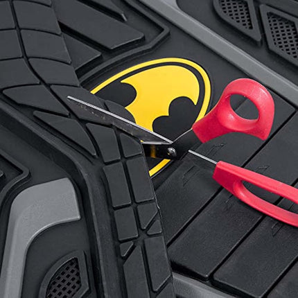 BDK Warner Bros DC Comics Armored Batman Heavy Duty No-Slip Grip All-Weather Car Mats Car Accessories - Custom Fit Rubber Floor Mats - 2 Front Mats (27” x 18”), 1 Rear Liner (18” x 58”)