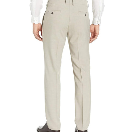 Kenneth Cole Reaction Men's Slim Fit Fashion Patterned Dress Pant, Tan, 34W x 32L