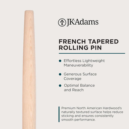 J.K. Adams Maple French Rolling Pin, Brown