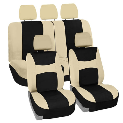 FH Group Automotive Seat Covers Black Universal Fit Bucket and Bench Cover for Cars, SUVs, and Trucks (Full Set Airbag Compatible with Split Bench) FB030BEIGEBLACK115-SEAT