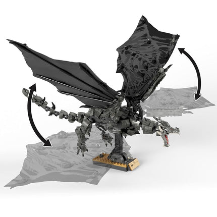 MEGA Skyrim Action Figures Building Toys, Alduin the World Eater with 619 Pieces, with 1 Dragonborn Figure, for Collectors, HXR98