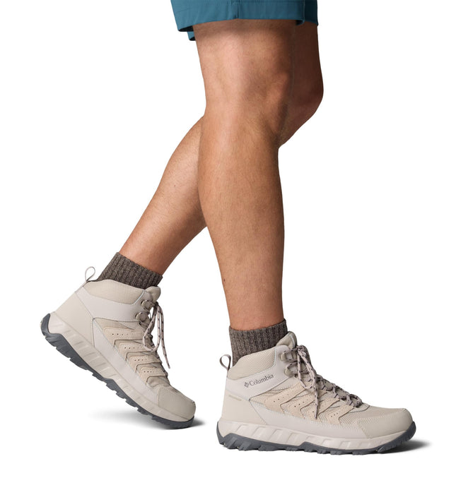 Columbia mens Strata Trail Mid Waterproof, Soft Taupe/Dark Grey, 7