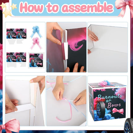 AmazingSpark 28in Giant Gender Reveal Gift Box Kit, Burnouts or Bows