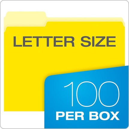 Pendaflex Two-Tone Color File Folders, Letter Size, Yellow, 1/3 Cut, 100 per Box (152 1/3 YEL)