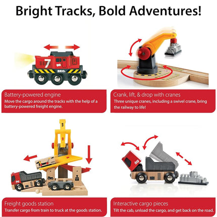 BRIO World Deluxe Cargo Wooden Railway Train Set – Large Wooden Train Track with Freight Train, Crane, Wagons, Loads & Accessories, Expandable BRIO World Set, Toy Gift for Kids Age 3 Years and Up