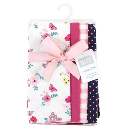 Bavoirs multipacks en flanelle de coton et polyester Hudson Baby, motif floral papillon, lot de 8, taille unique
