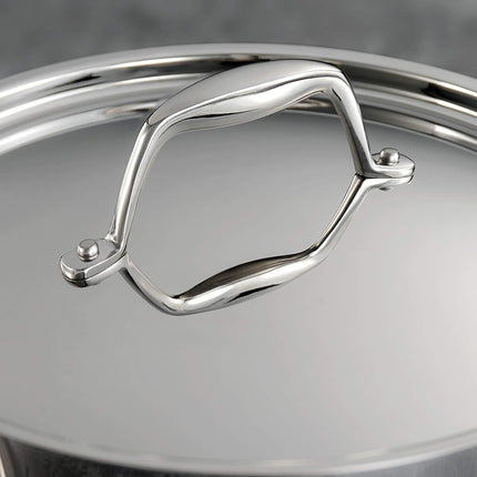 Tramontina Three-ply clad stainless steel 5 quart Dutch oven pot with lid, induction ready, dishwasher safe, NSF certified, made in Brazil