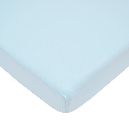 Sábana ajustable para Pack N Play Playard de American Baby Company 27" x 39", Sábana suave y transpirable de algodón neutro, azul, para niños y niñas, compatible con la mayoría de colchones de minicuna