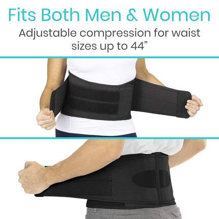Vive Lower Back Support Brace for Men & Women - Dual Adjustable Lumbar Belt for Heavy Lifting, Herniated Disc, Sciatica, Scoliosis, & Thoracic Pain Relief - Compression Posture Device for Work or Home