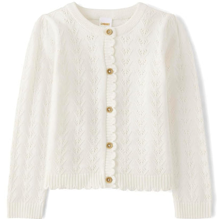 Gymboree Girls' and Toddler Long Sleeve Cardigan Button Up Sweater, Classic White, 18-24 Months