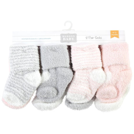 Hudson Baby Calcetines de Felpa y Algodón para Bebés Unisex, Corazón Rosa, 6-12 Meses