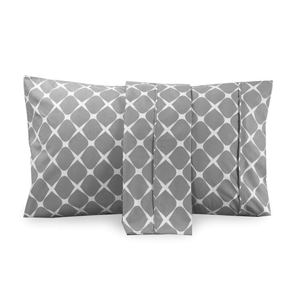 Elegant Comfort Luxury Ultra-Soft 2-Piece Pillowcase Set - 1500 Premium Hotel Quality Microfiber Double Brushed - Wrinkle Resistant, King Size, Bloomingdale Pattern Gray