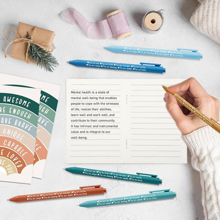Janlaugh 60 Pcs Inspirational Notebooks for Women Men Motivational Gifts Bulk Mental Health Notepad Motivational Pen Employee Psychology Pocket Journal for Teacher Student Christmas Favor (Rainbow)