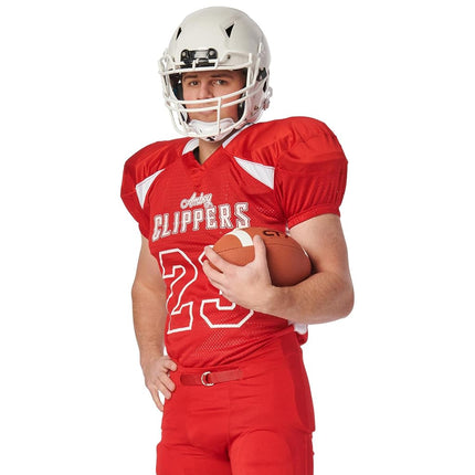 CHAMPRO Boys Game Huddle Stretch Polyester Dazzle Youth Football Jersey, Maroon,White, Medium US