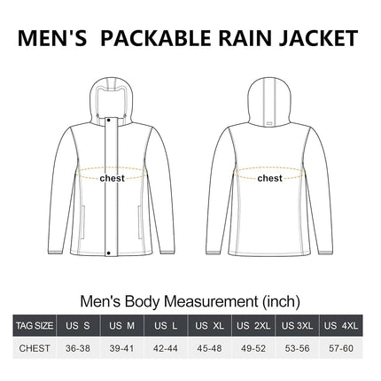 33,000ft Packable Rain Jacket Men's Lightweight Waterproof Rain Shell Jacket Raincoat with Hood for Golf Cycling Windbreaker, Dark Blue, Small