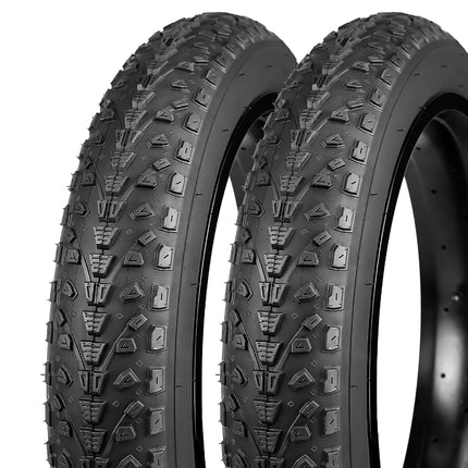 GRELiving 20x3.0 Fat Bike Tyre -76-406 Wide Tires for MTB, Electric-Bicycle, Beach Cruiser- Superior Comfort & Traction (Black-2xTyres+2xLevers, 20x3.0 Inches)