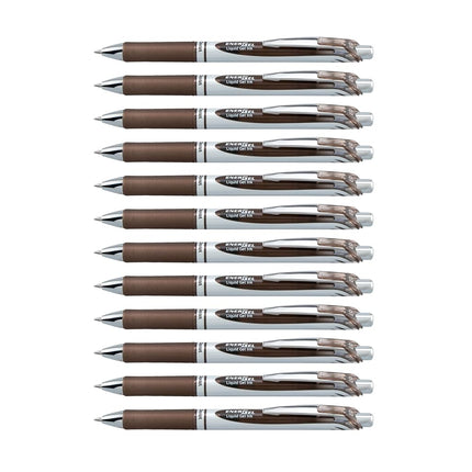 Pentel BL77-SPX EnerGel Retractable Gel Rollerball Pen 0.7mm Ball Diameter = 0.35mm Line Width Refillable Pack of 12 Sepia