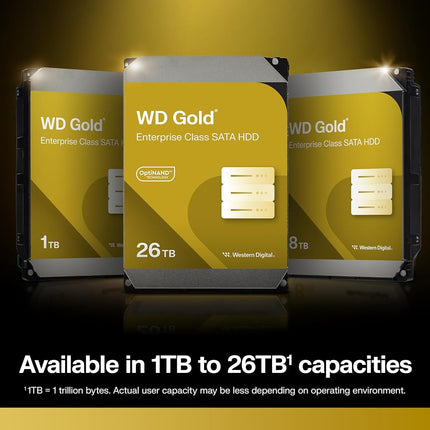 Western Digital 26TB WD Gold Enterprise Class SATA Internal Hard Drive HDD - 7200 RPM, SATA 6 Gb/s, 512 MB Cache, 3.5" - WD261KRYZ