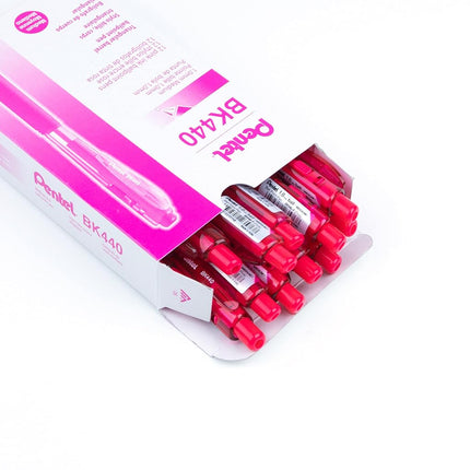Pentel BK440 Retractable Ballpoint Pen and Ergonomic Triangular Grip Zone Pack of 12 Pink