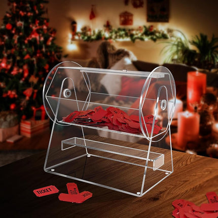 Acrylic Raffle Drum, Clear Raffle Ticket Spinner Cage, Transparent Raffle Ticket Box for Lottery Games, Bingo, Raffle Balls