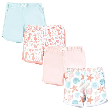 Hudson Baby Unisex Baby Shorts Bottoms 4-Pack, Sea Shells, 5T