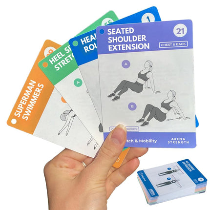 Arena Strength Stretch, Mobility, Flexibility Exercise Cards. Workout Card Decks for Stretching. Improve Mobility and Flexibility.