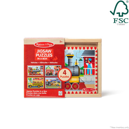 Melissa & Doug Vehicles Jigsaw Puzzles in a Box, Four Wooden Puzzles, Sturdy Wooden Storage Box, 12-Piece Puzzles [Toy] [Apr 18, 2007] Melissa & Doug