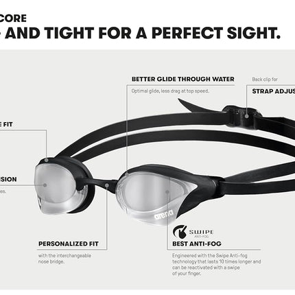 ARENA Cobra Core Swipe Mirror Racing Violet Coral Men's Swimming Goggles
