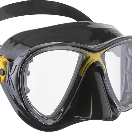 Cressi Big Eyes Evolution Snorkel Mask - Adult Snorkel Set & Quick-Adjust Buckles - Silicone Skirt & Scuba Ready - Low-Volume Scuba Mask - Dark Yellow - One Size