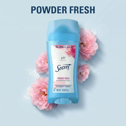 Secret Original Powder Fresh Scent Women's Invisible Solid pH Balanced Antiperspirant & Deodorant, 2.6 Ounce