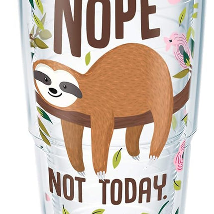 Tervis Sloth Nope Not Today Made in USA Double Walled Insulated Tumbler Travel Cup Keeps Drinks Cold & Hot, 24oz, Classic