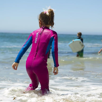 O'Neill Traje de neopreno completo Reactor-2 de 2 mm con cremallera trasera para niños pequeños, Ocean/Graphite/Red, 4