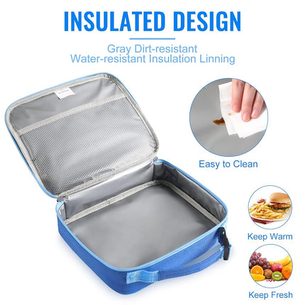 2 Packs Insulated Soft Lunch Bag with Double Zipper - Sturdy, Freezable and Reusable for Kids, Men - for School, Work, Outdoor (Black & Blue)