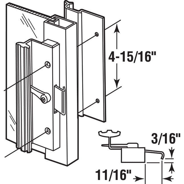 Prime Line MP1078 Sliding Door Handle, Black Aluminum, 1 Set