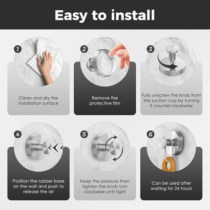 WingWider Shower Hooks for Inside Shower,Suction Cup Hooks for Glass Window,Removable Towel Hooks for Bathrooms,6 Packs(Silver)
