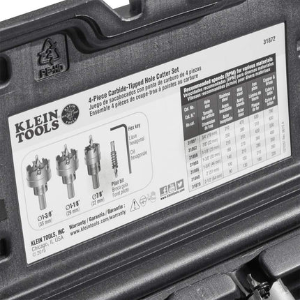 Carbide Hole Cutter Set 4 Piece KLEIN TOOLS 31872