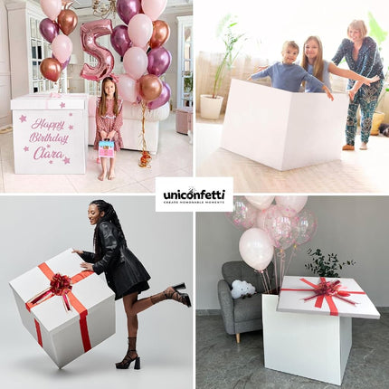 Extra Large Gift Box 28x28x28"—Giant, Jumbo, White Gift Boxes with Lid for Large Gifts, Big Presents for Birthday Surprise, Special Occasions, Unique Celebrations, Not for Heavy-Duty Storage Use
