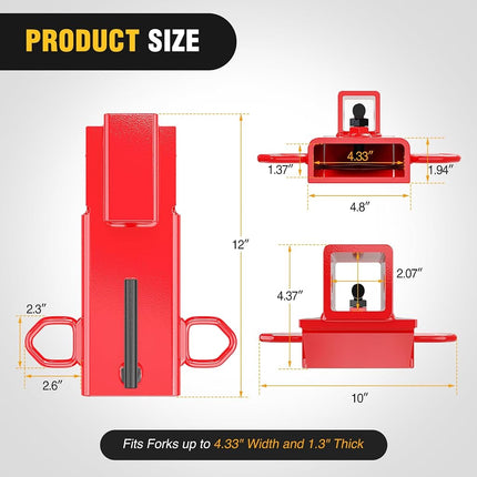 Nilight Forklift Trailer Hitch Attachment Fits 2 Inch Receiver Clamp on Pallet Fork Trailer Towing Adapter with Safety Chain & 5/8” Hitch Pin Clip Red